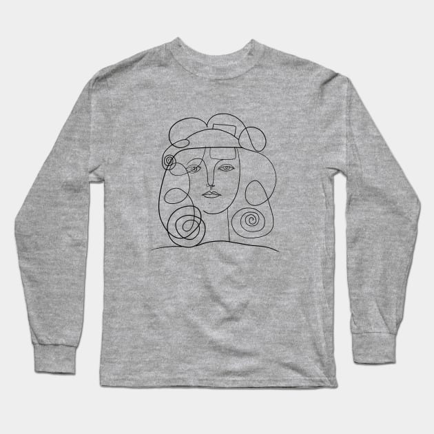 Picasso Line Art - Woman's Head #2 Long Sleeve T-Shirt by shamila